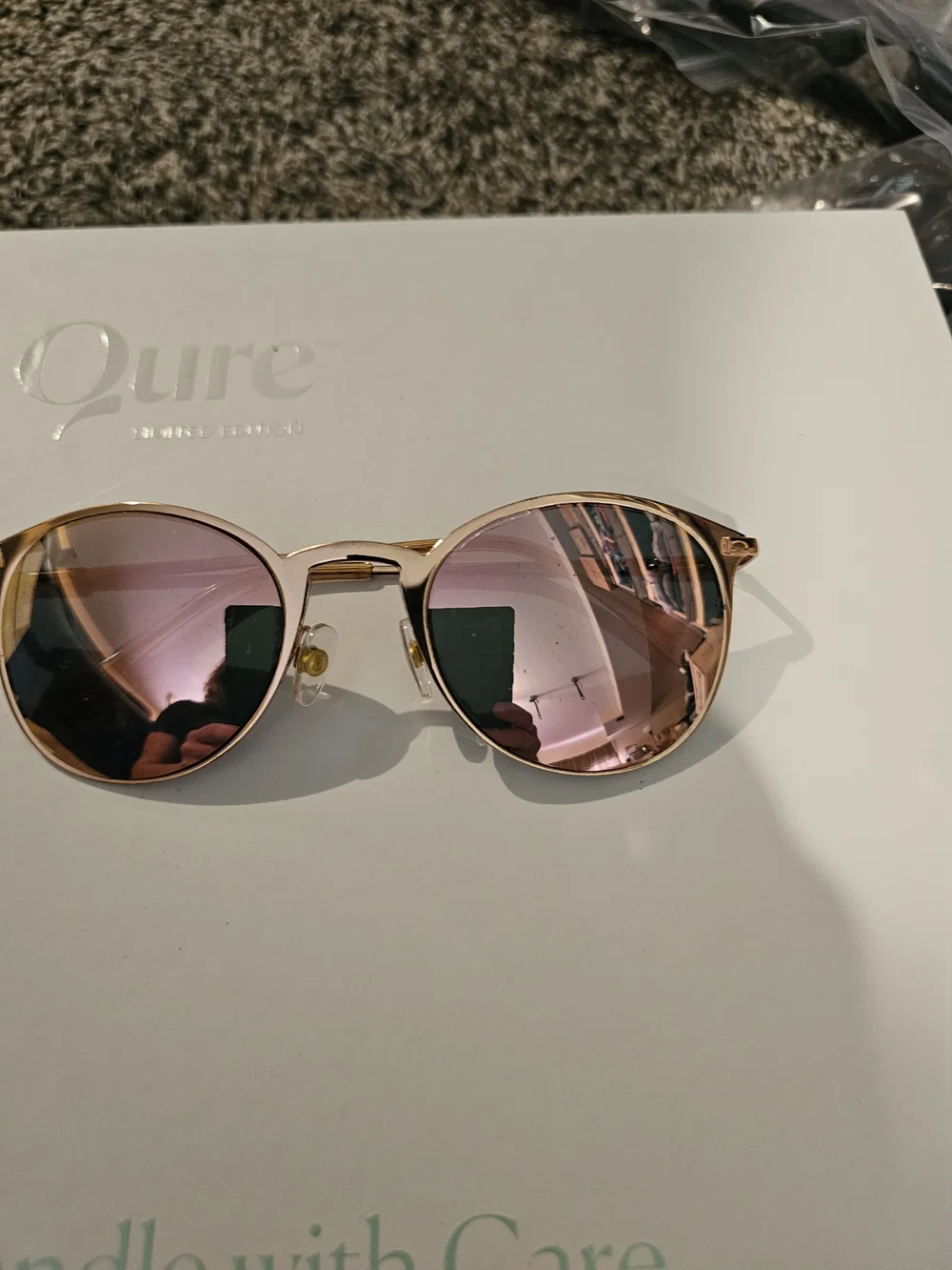 Foster Grant Rose Gold Frame Sunglasses with Pink Mirrored Lenses